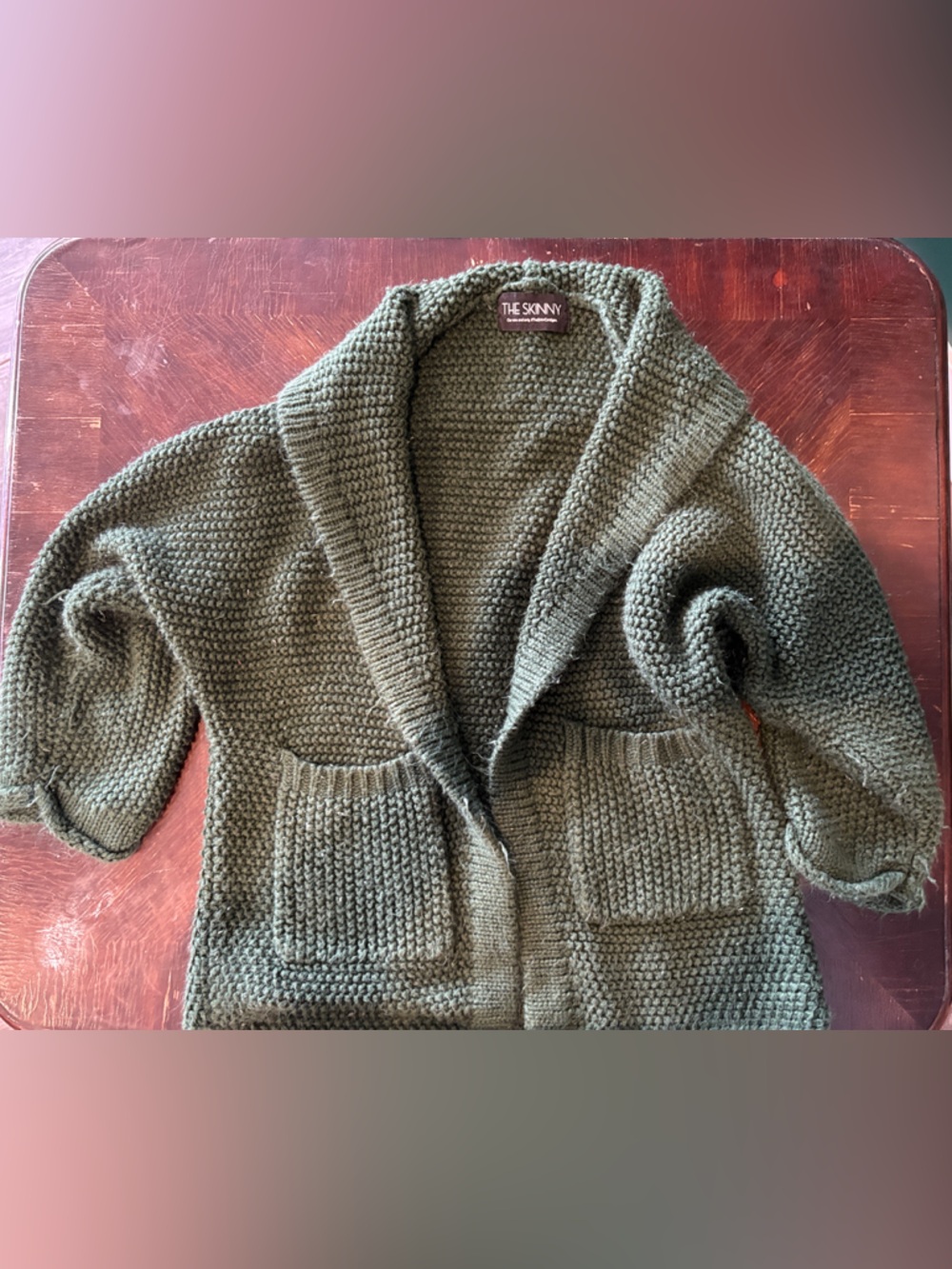 Forest Green Knit Shawl Collar Cardigan